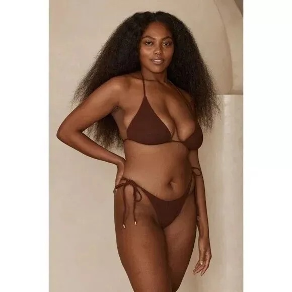 Monday Swimwear Palma Bottoms Shaded Oak Crinkle Size: M - Picture 2 of 6